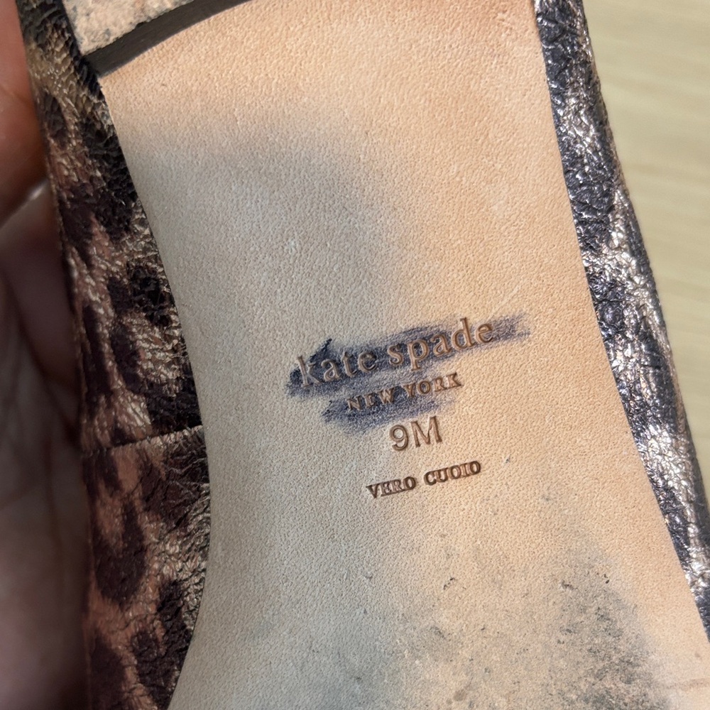 Kate Spade Leopard Print Flats with Gold Detail - Picture 4 of 7